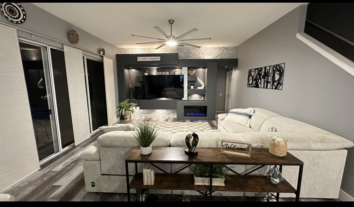 Renovated living room with coastal finishes