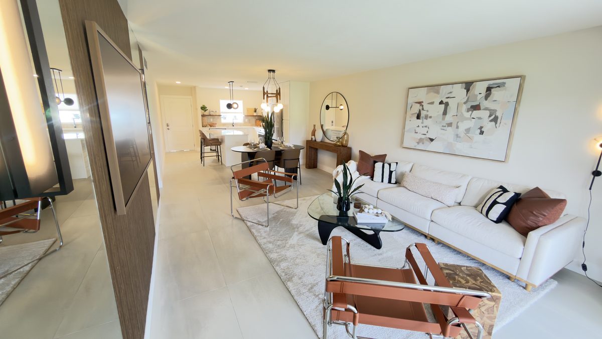 Whole-home renovation with open living and dining area